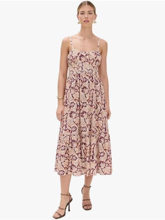 Ulla Johnson Dresses & Skirts - Ulla Johnson Amaranthus Floral Midi Dress Burgundy Cream
